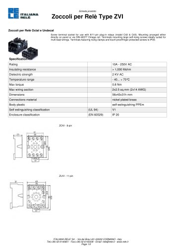 Zoccoli per Relè 8 /11-pin > Type ZVI