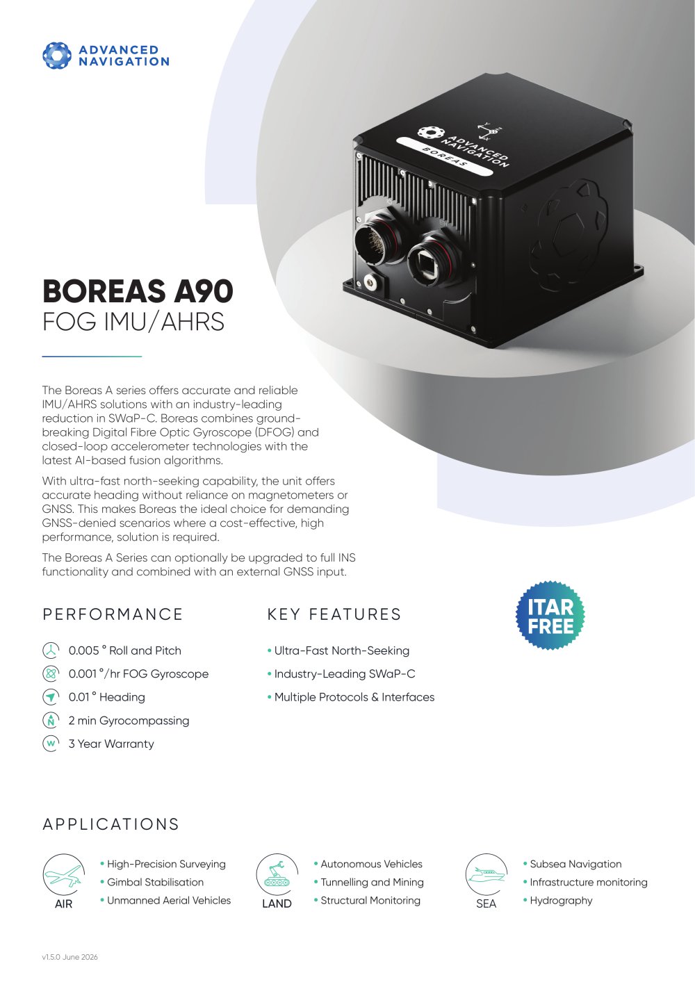 BOREAS A90 IMU Datasheet - Advanced Navigation