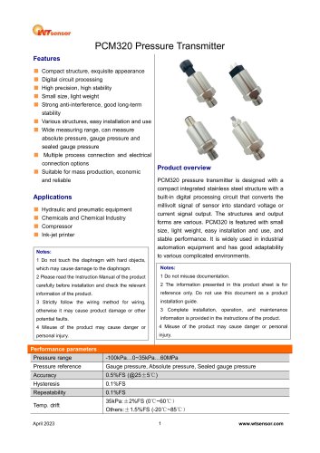 PCM320 Pressure Transmitter