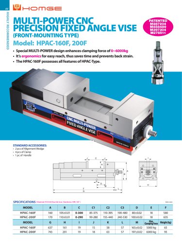 HPAC-F Multi-Power CNC Precision Fixed Angle Vise (Front-Mounting Type)