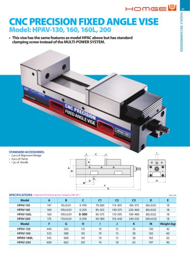 HPAV CNC PRECISION FIXED ANGLE VISE