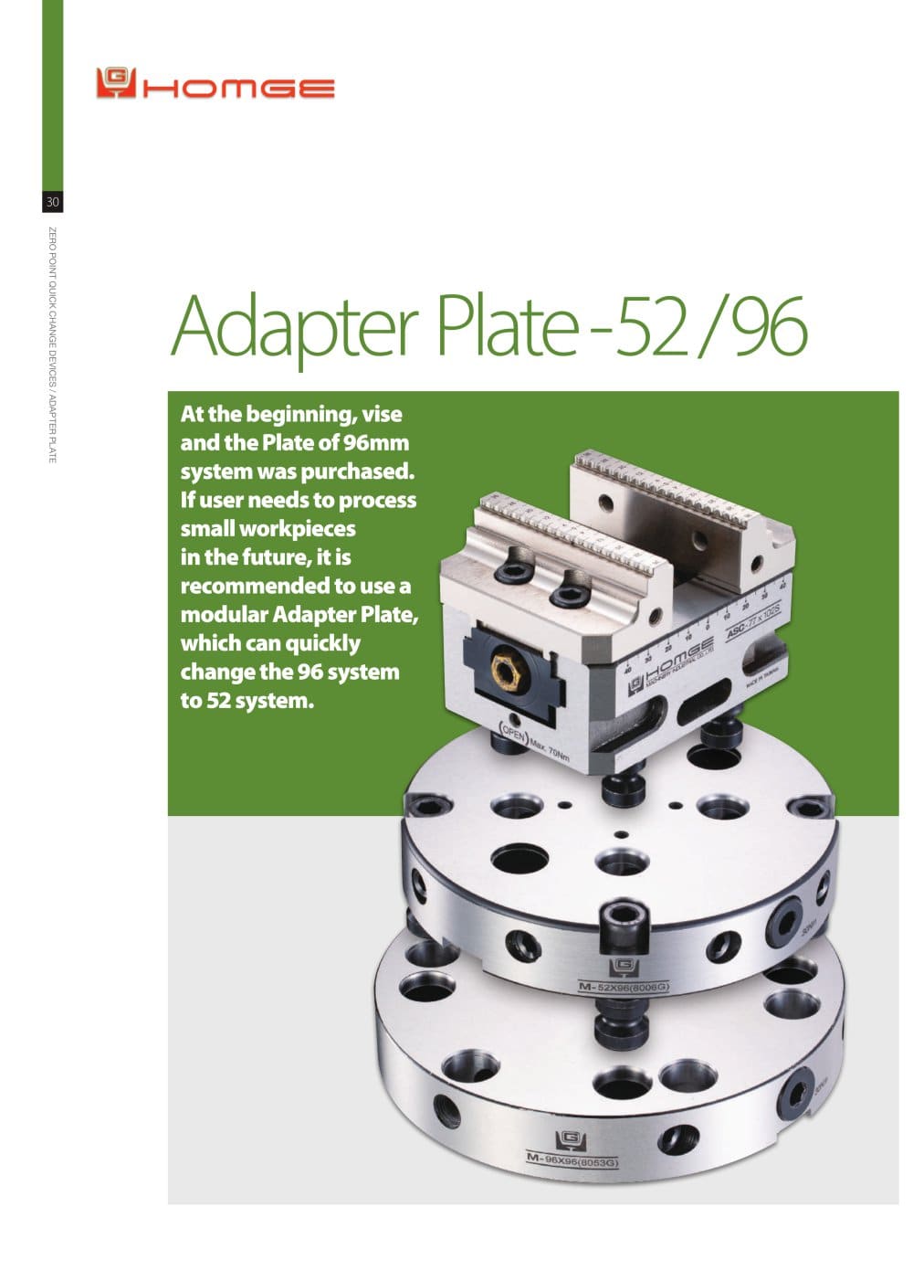 ZERO POINT QUICK CHANGING RECTANGULAR ADAPTER PLATE 96/52 -G - HOMGE MACHINERY IND. CO., LTD.