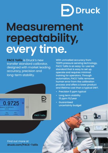 PACE Tallis - transfer standard calibrator for Metrology