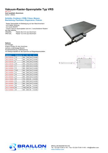 Vakuum-Raster-Spannplatte Typ VRS