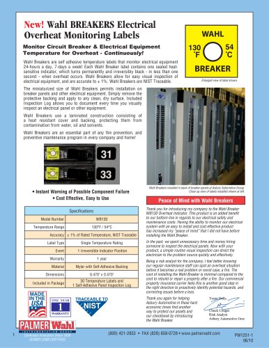 Wahl BREAKERS Electrical Overheat Monitoring Labels