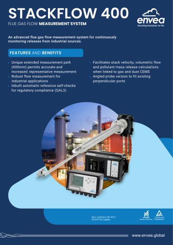 Stackflow400 - QAL1 certified Stack Flowmeter