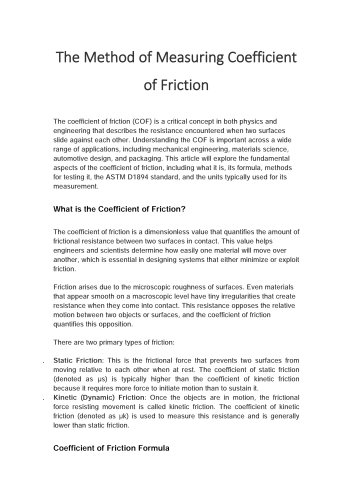 The Method of Measuring Coefficient of Friction