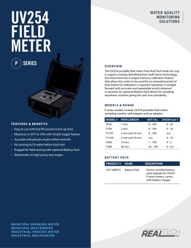 UV Transmittance (UVT) Field Meter Specification Sheet - Real Tech