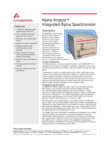 Alpha Analyst Integrated Alpha Spectrometer