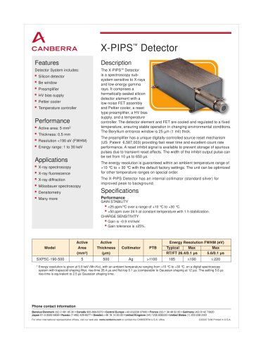 X-ray detector X-PIPS Detectors (integrated PA) - Series X