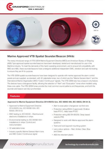 Marine Approved VTB Spatial Sounder/Beacon 24Vdc