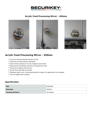 Acrylic Food Processing Mirror &ndash; 450mm