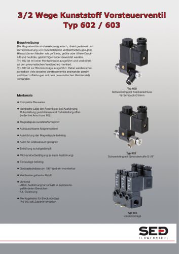 3/2 Wege Kunststoff Vorsteuerventil Typ 602 / 603