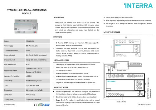 ITR500-001 - 6CH 10A BALLAST DIMMING MODULE