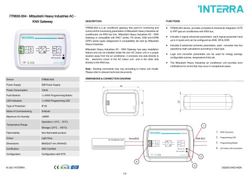 ITR830-004 - Mitsubishi Heavy Industries AC - KNX Gateway