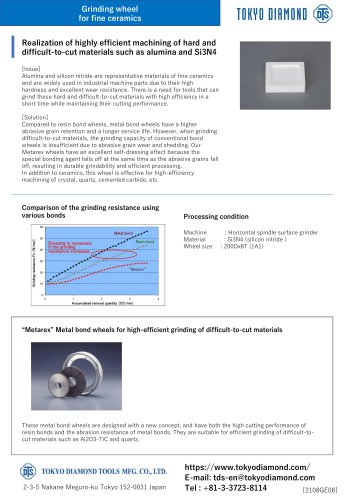 Metal bond diamond grinding wheel for difficult-to-cut material(fine ceramics)