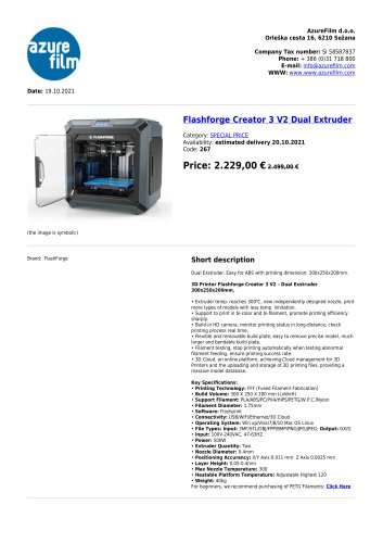 Flashforge Creator 3 V2 Dual Extruder