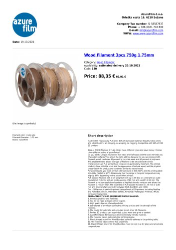 Wood Filament 3pcs 750g 1.75mm