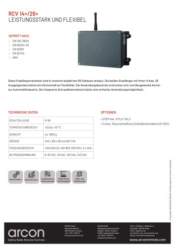 Produktdatenblatt RCV 14+/26+