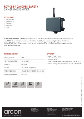 Produktdatenblatt RCV CBB-1 CANOPEN SAFETY