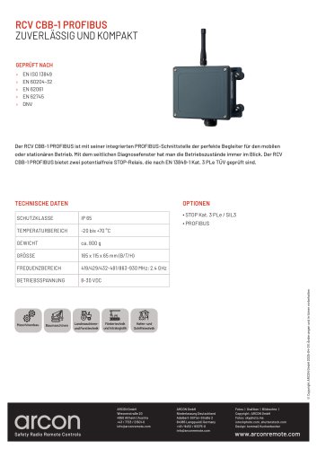 Produktdatenblatt RCV CBB-1 PROFIBUS