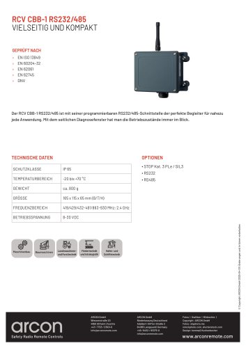 Produktdatenblatt RCV CBB-1 RS232/485