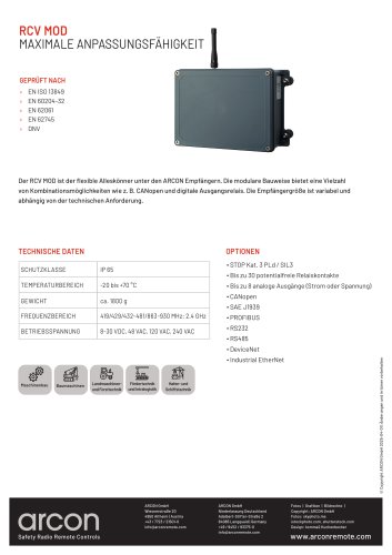 Produktdatenblatt RCV MOD