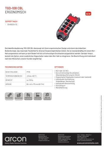 Produktdatenblatt TGD-108 CBL