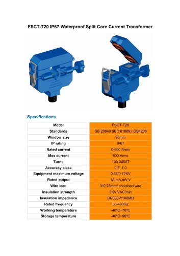 FSCT-T20 IP67 Outdoor Waterproof Split Core Current Transformer（CT）