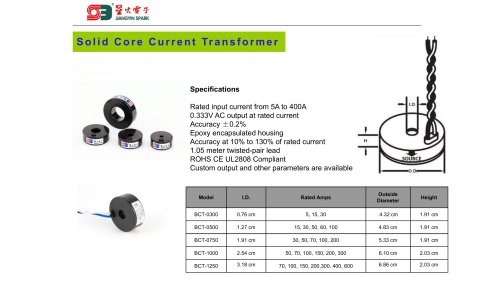 UL2808 BCT-0300 0500 0750 1000 1250 Solid Core Current Transformer(CT)