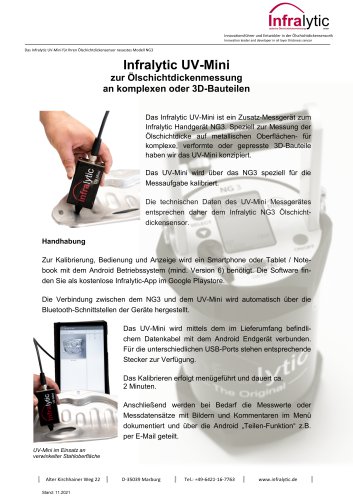 Infralytic UV-Mini  zur Ölschichtdickenmessung  an komplexen oder 3D-Bauteilen