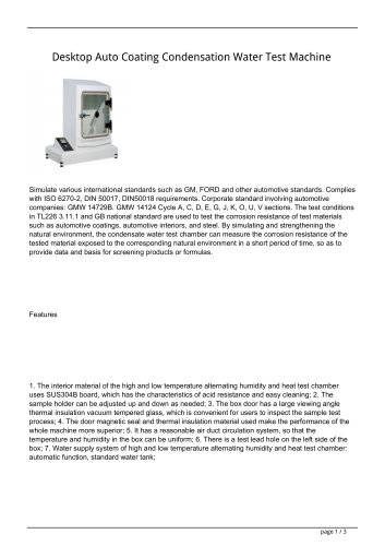 Desktop Auto Coating Condensation Water Test Machin