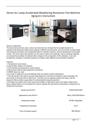 Xenon Arc Lamp Accelerated Weathering Resistance Test MachineAging Arc Instrument