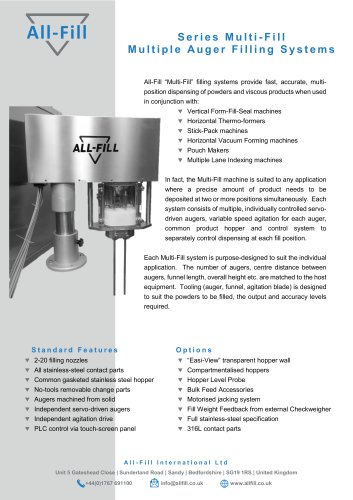 Series Multi - Fill Multiple Auger Filling Systems