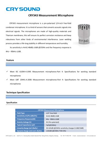 CRY343 Measurement Microphone