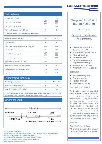 Changeover Reed Switch JRC-10 / ORC-10