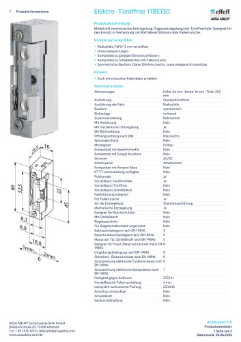 Elektro- T&uuml;r&ouml;ffner 118E130