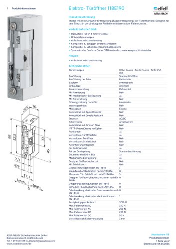Elektro- T&uuml;r&ouml;ffner 118E190