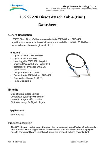 25G SFP28 Direct Attach Cable (DAC)