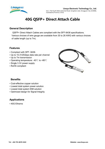 40G QSFP + Direct Attach Cable