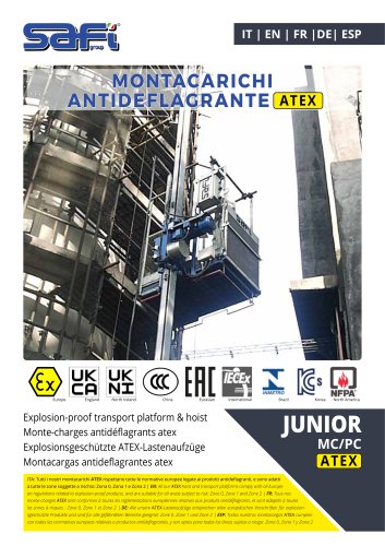 EXPLOSIONSGESCHÜTZTE ATEX-LASTENAUFZÜGE JUNIOR MC-PC (ZONE 0,1 UND 2)