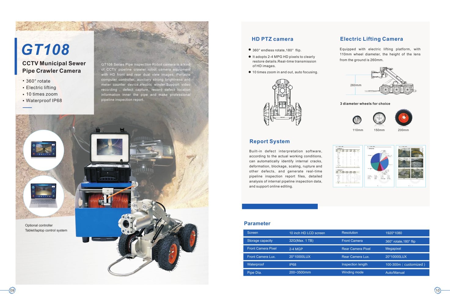 GT108 Sewer crawler robot catalog - Zhengzhou Jiutai Technology Co., Ltd.