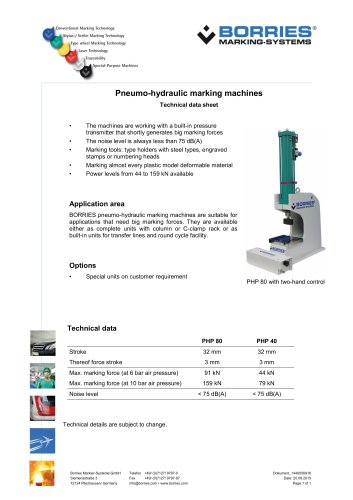 Pneumo-hydraulic marking machines