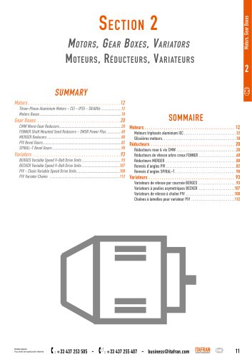 Motors, Gear boxes, Variators ...