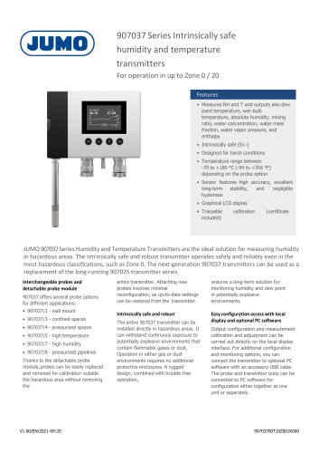 907037 Series Intrinsically safe humidity and temperature transmitters