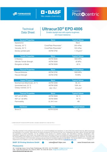 Ultracur3D&reg; EPD 4006