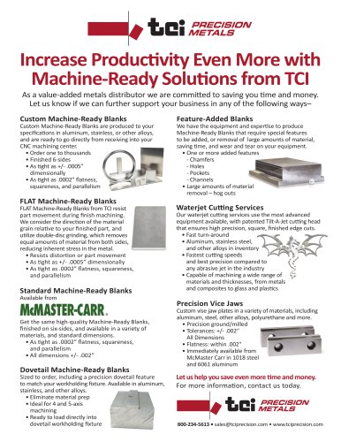 TCI Precision Metals Line Card Brochure