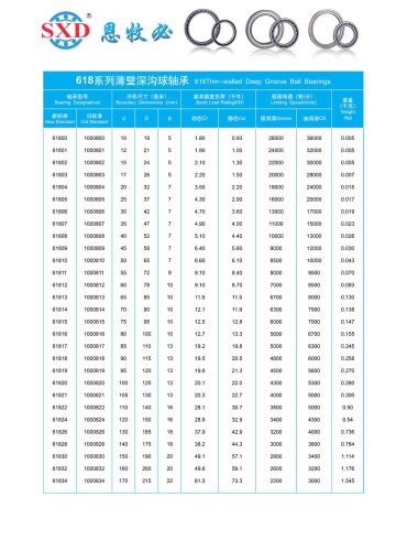 618 Series Thin Section Ball Bearing
