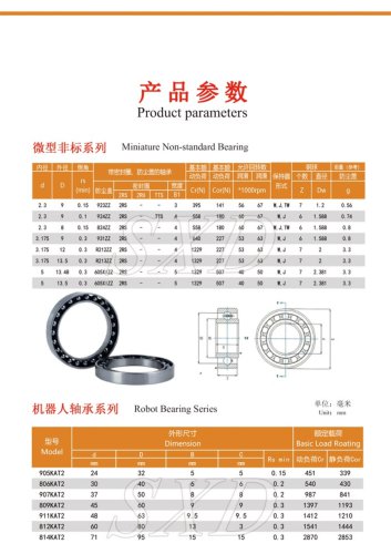 Miniature Non-standard Bearings & Robotic Bearings