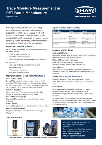 Application Note - Trace Moisture in PET